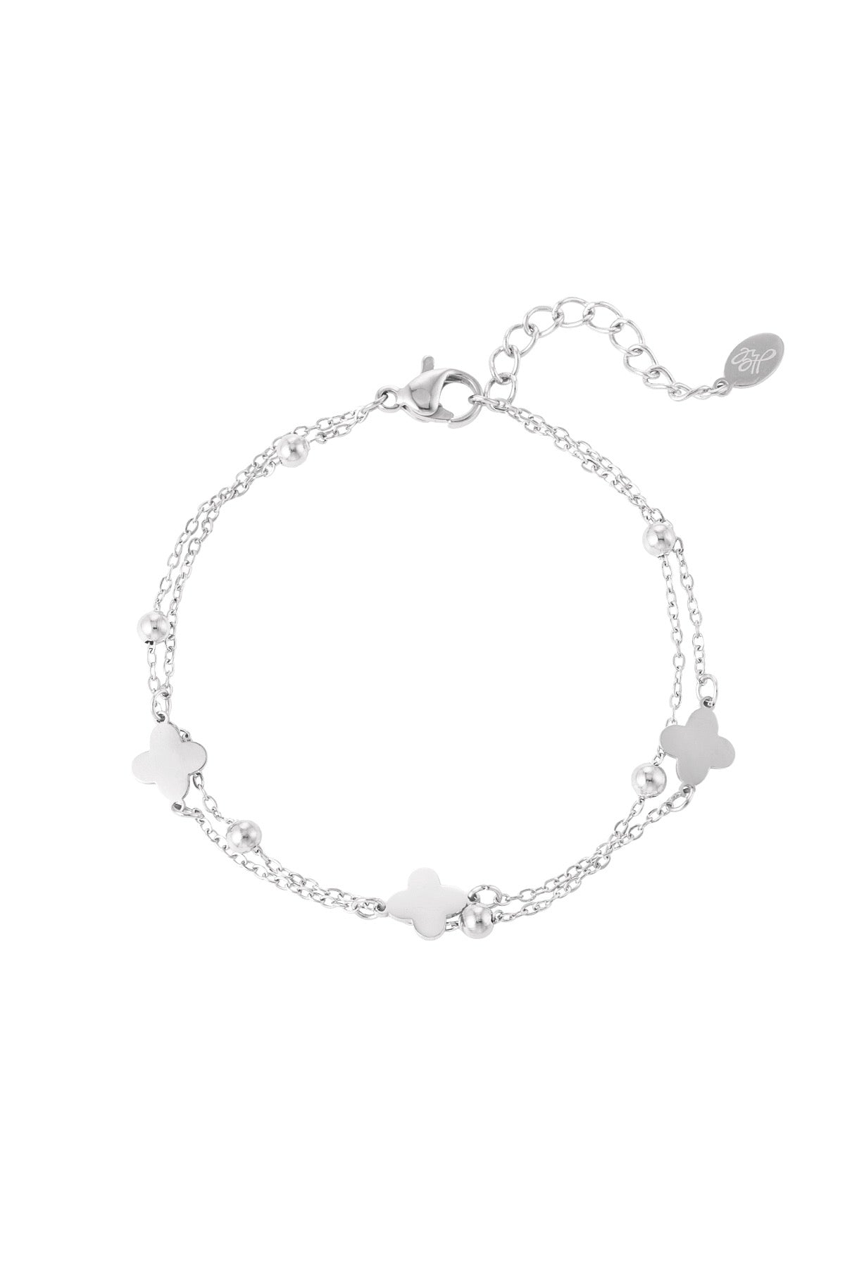 Double klaver armband zilver