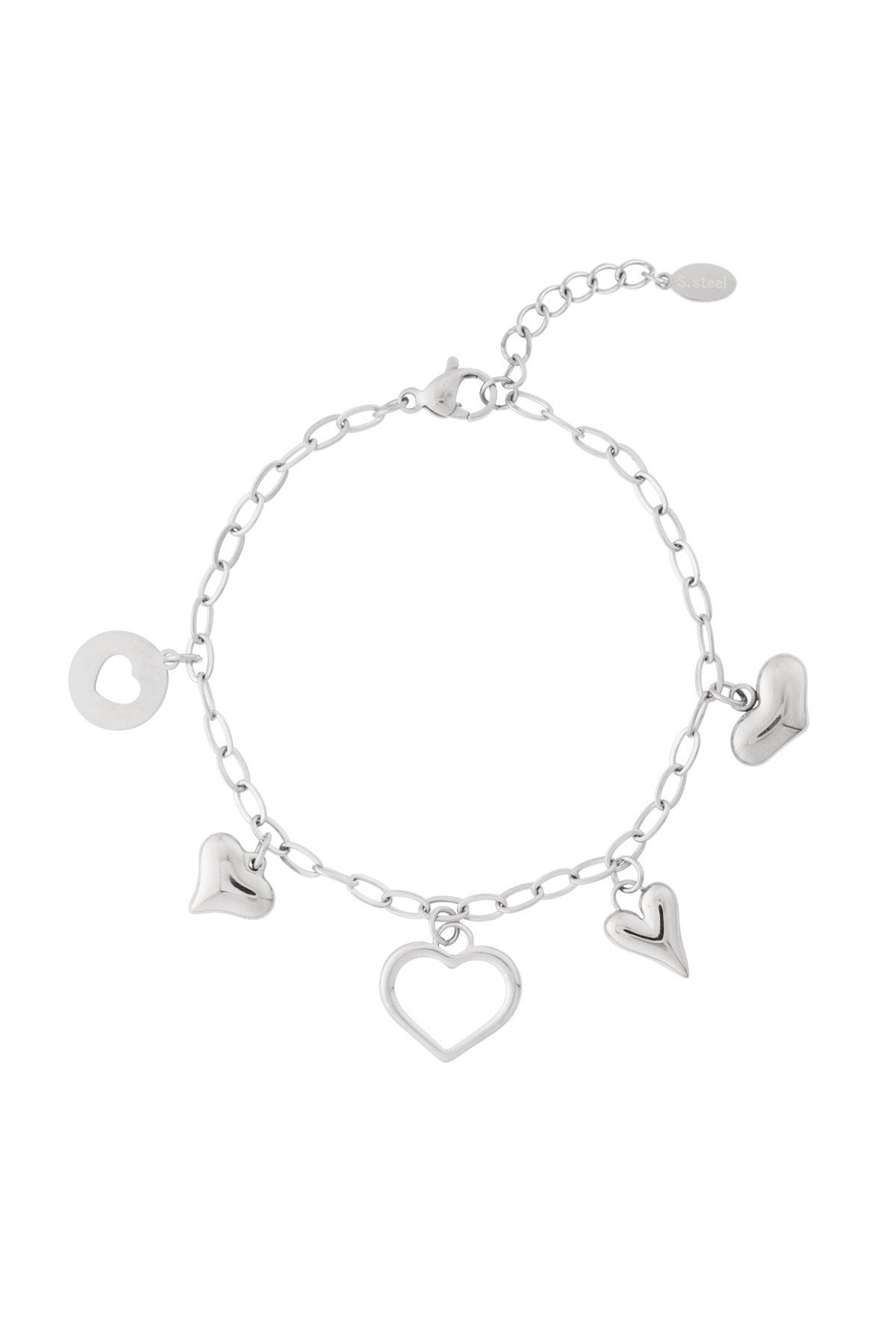 Big bedel heart armband zilver