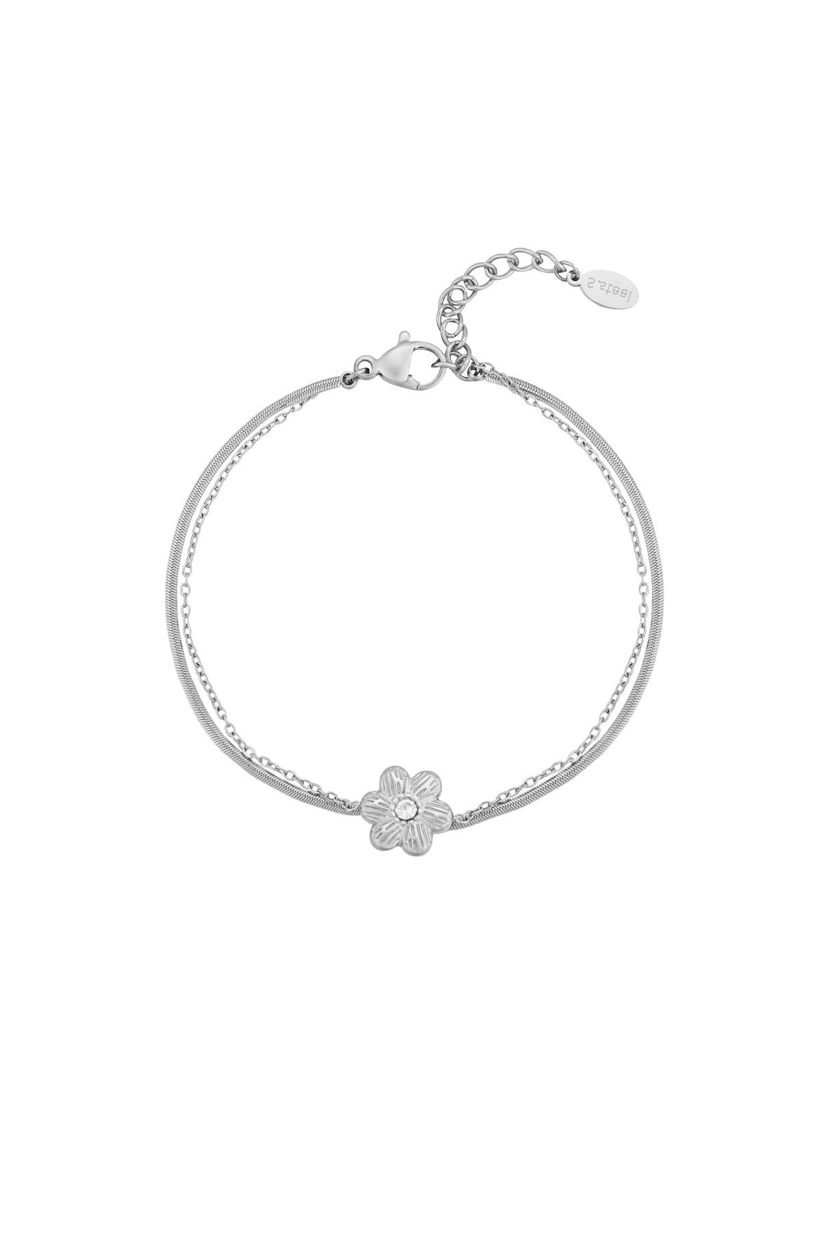 Double flower armband zilver