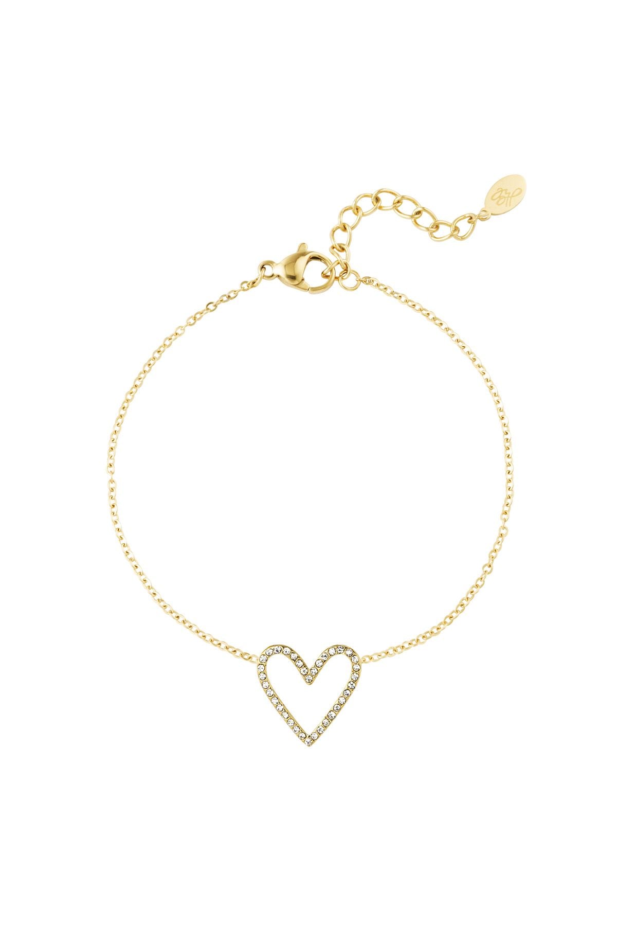 Diamand heart armband goud