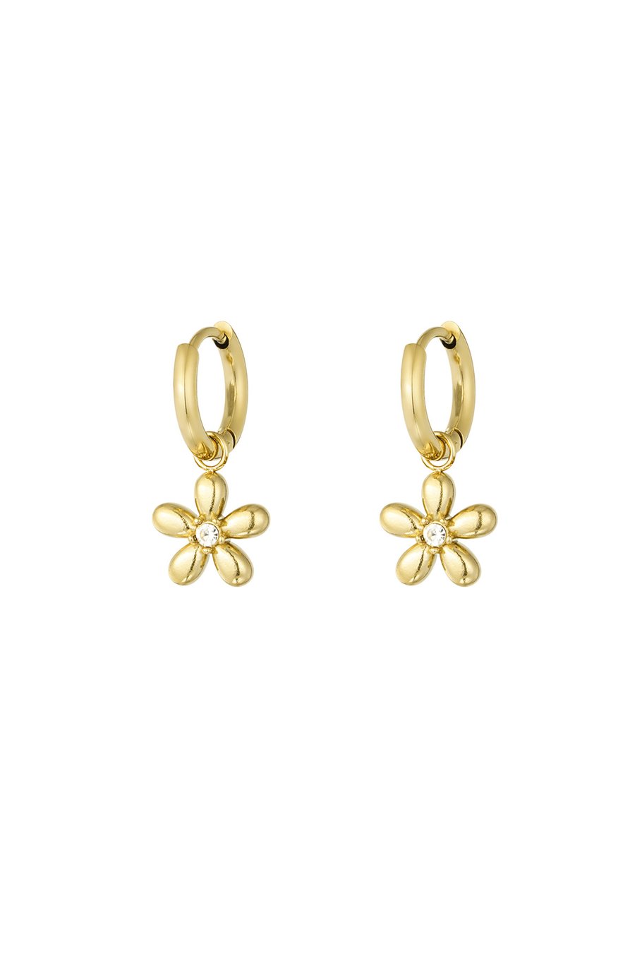 Diamand flower oorbellen goud