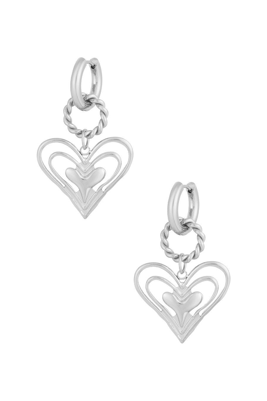 Big heart oorbellen zilver