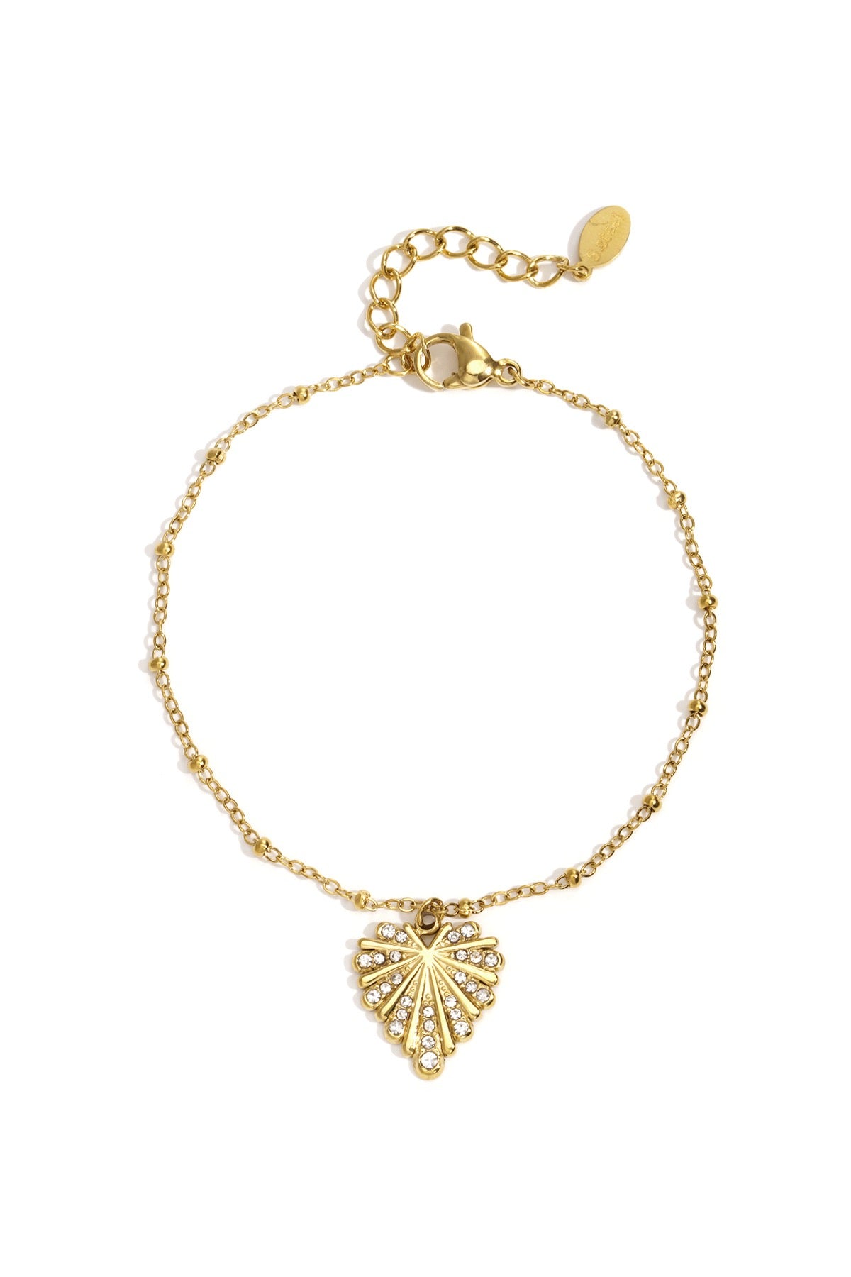 Diamand heart armband goud