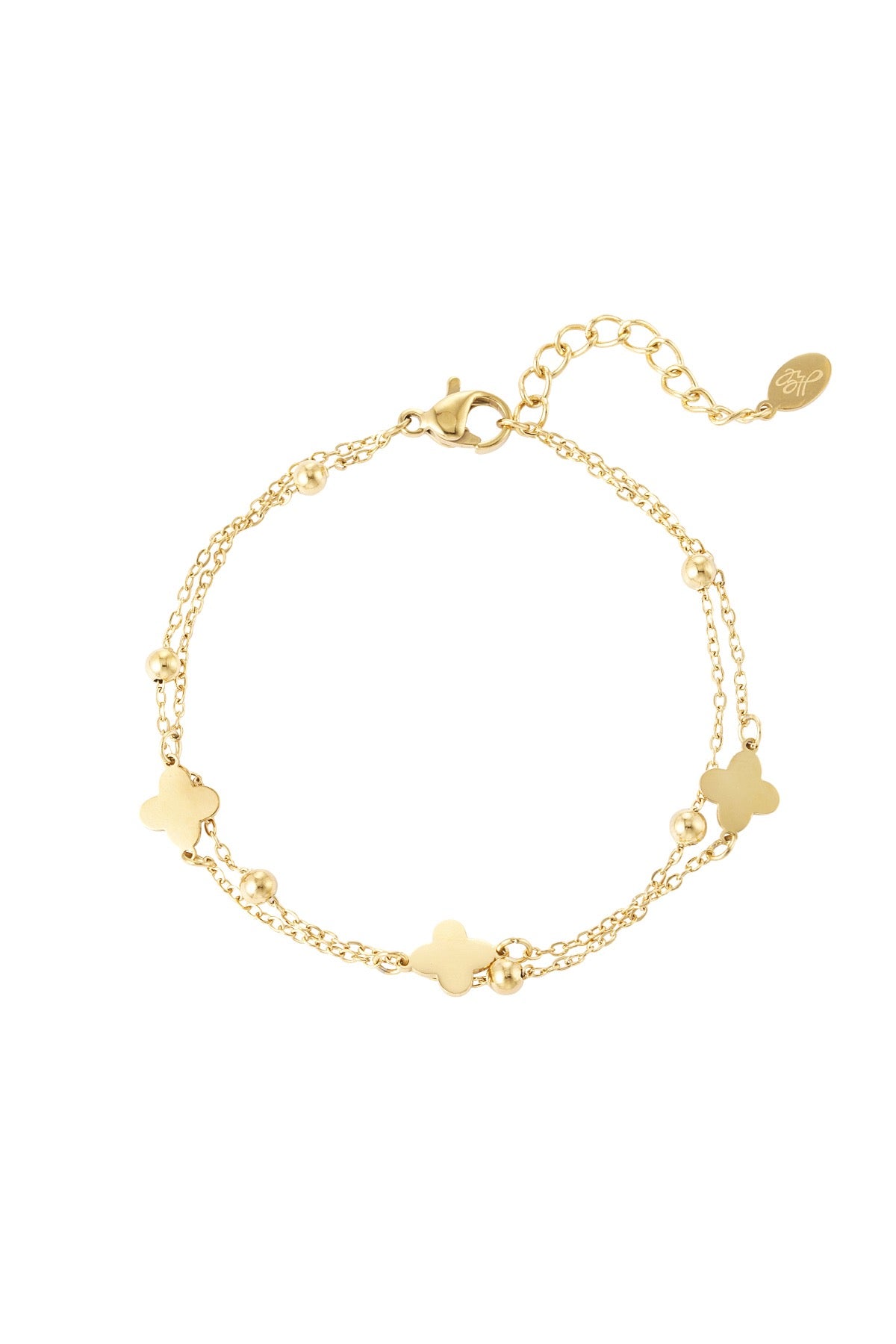 Double klaver armband goud