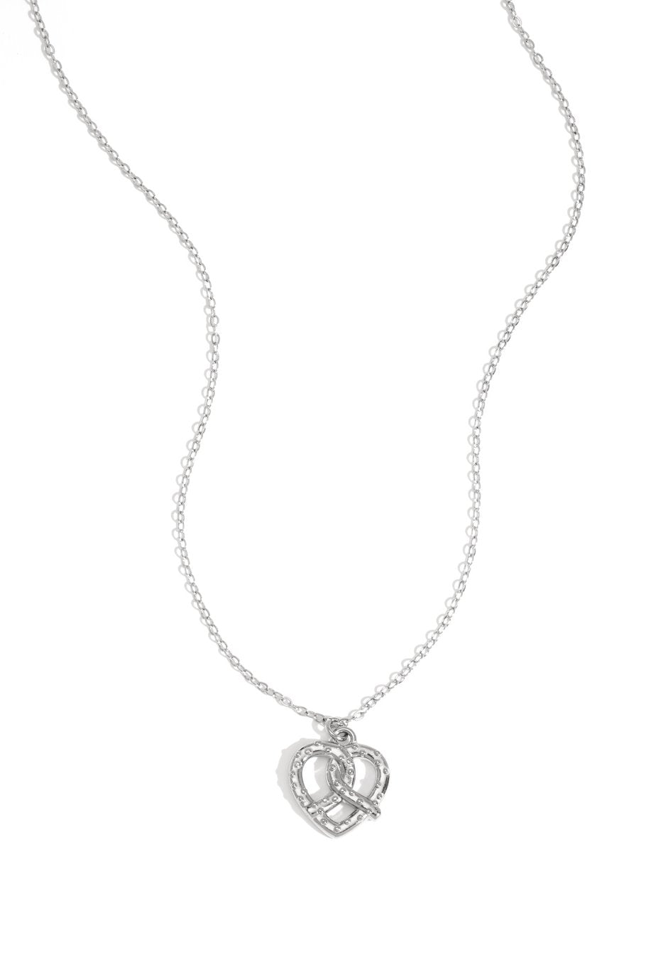 Pretzel heart ketting zilver