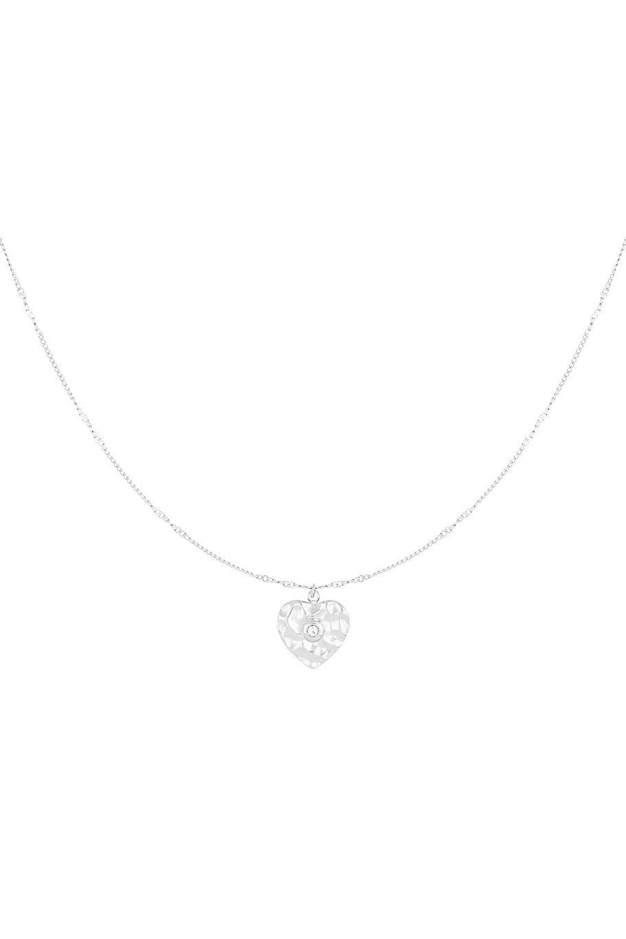 Diamond heart ketting zilver