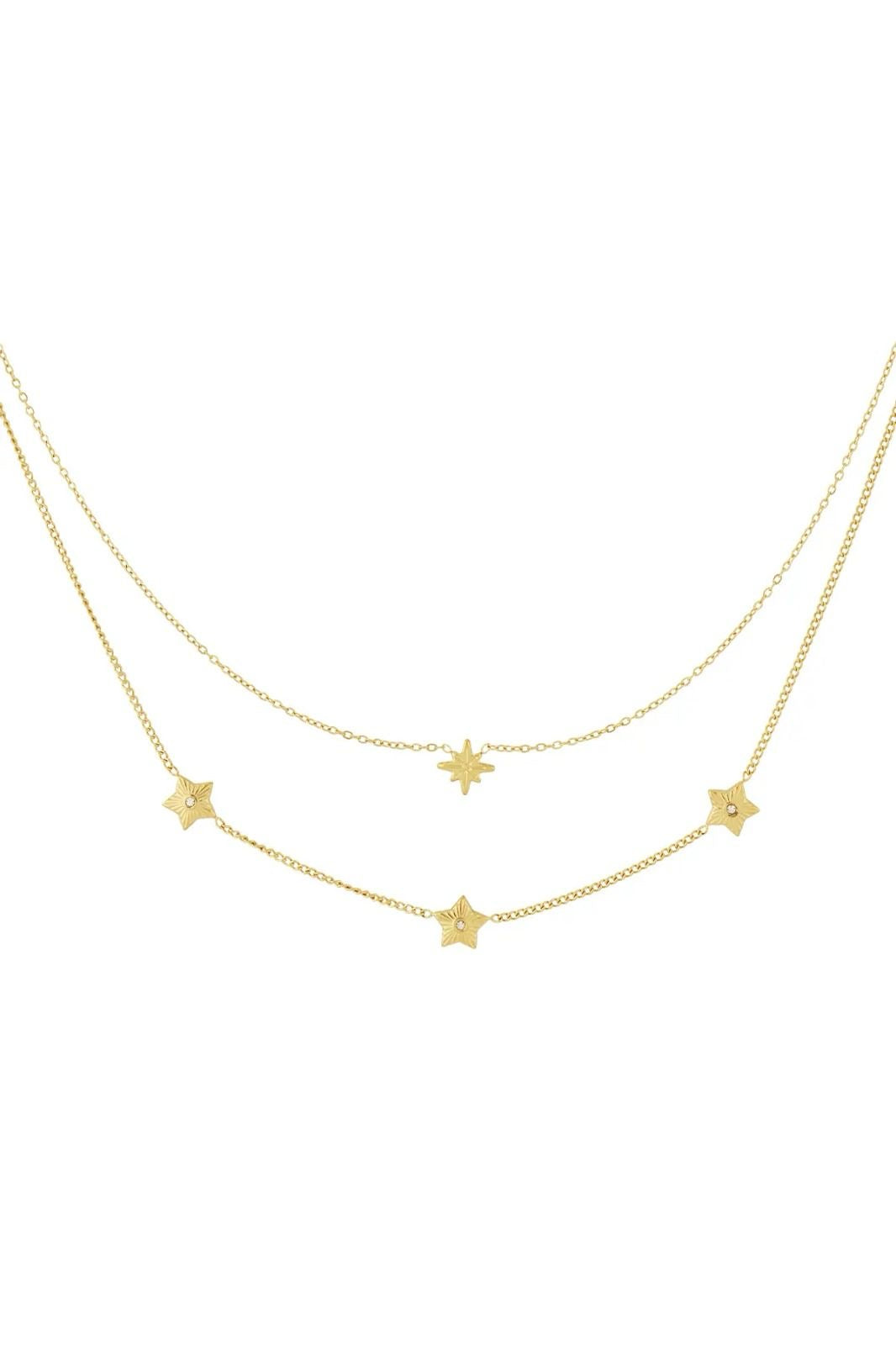 Double star ketting goud