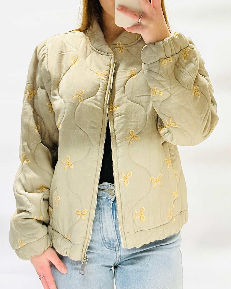 Bomber jas strik taupe
