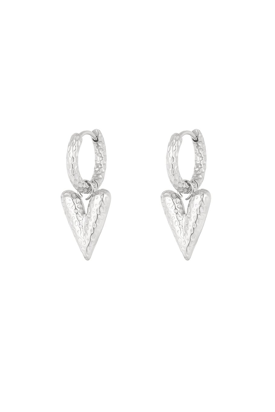Power heart oorbellen zilver