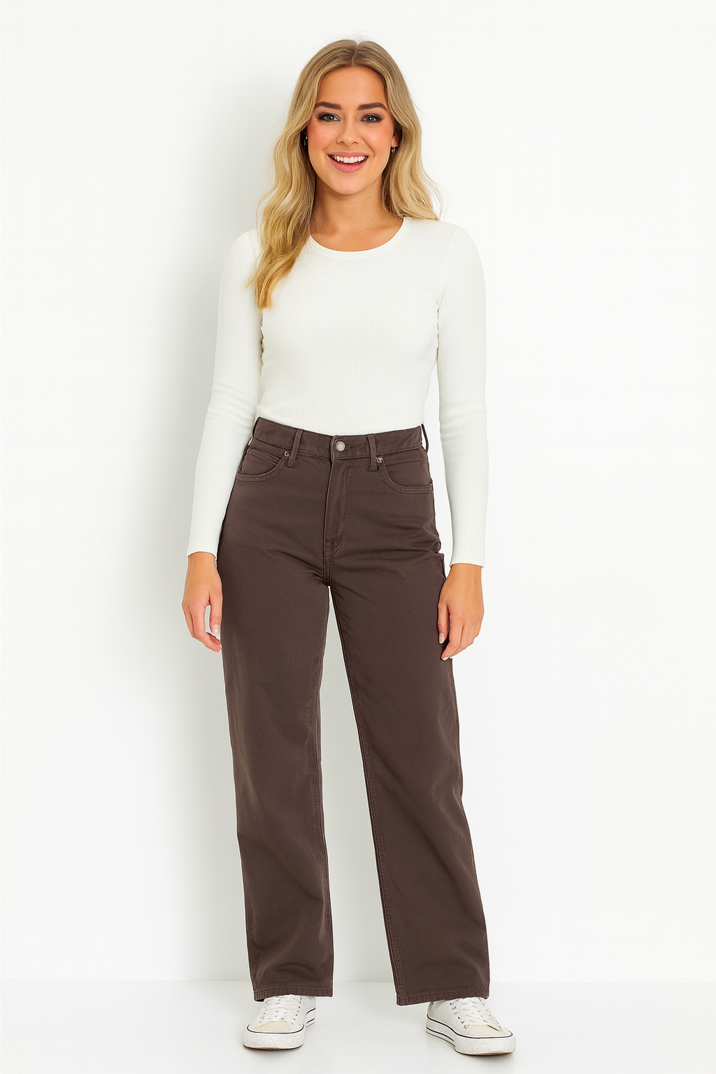 Straight leg jeans bruin