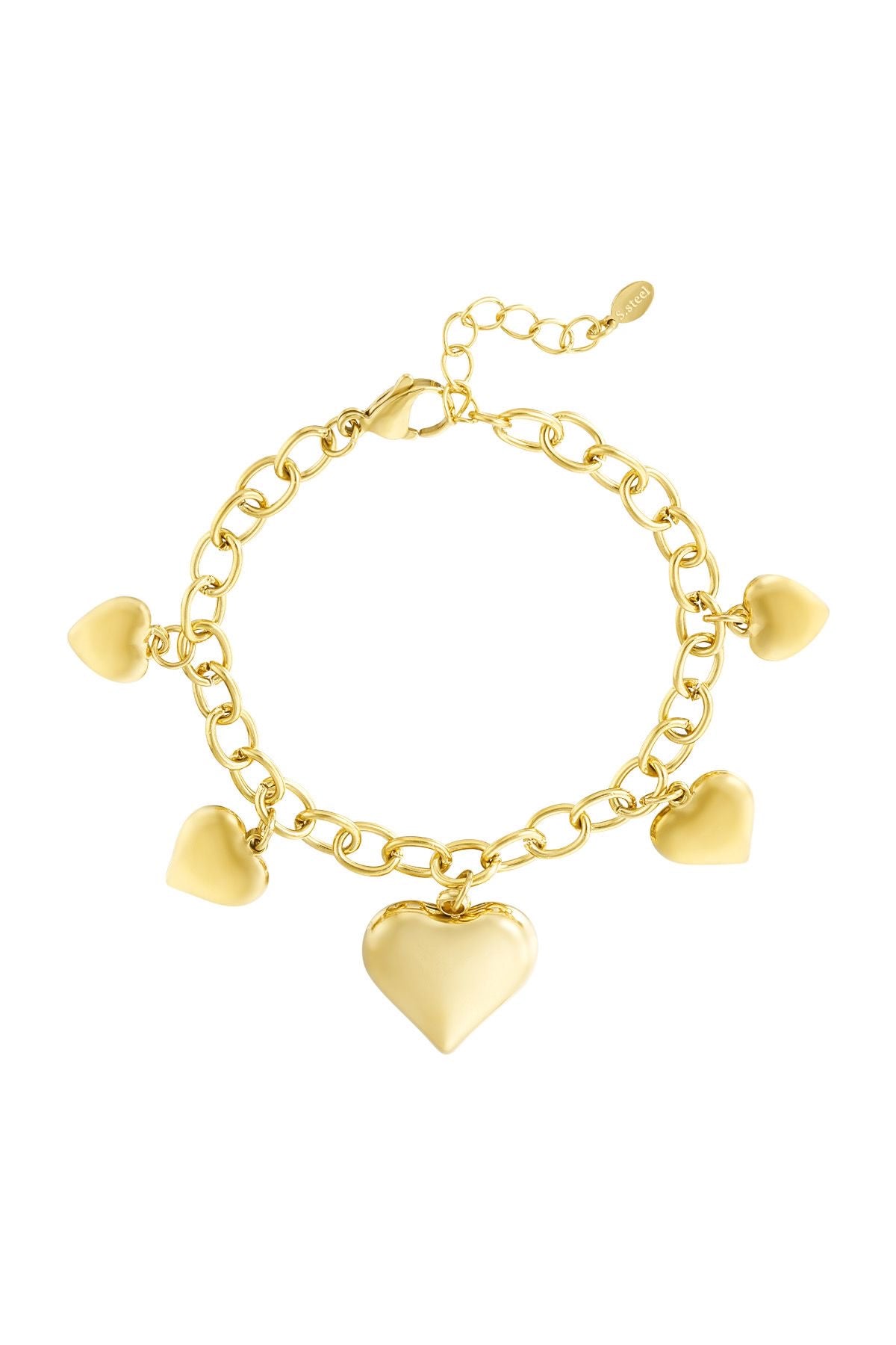 Big heart armband goud