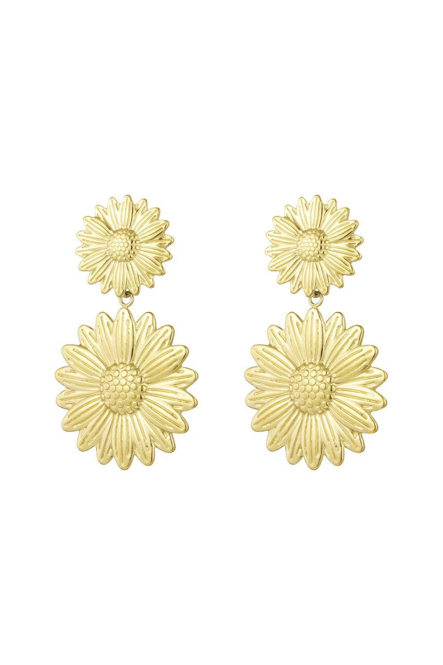 Double bloom oorbellen goud