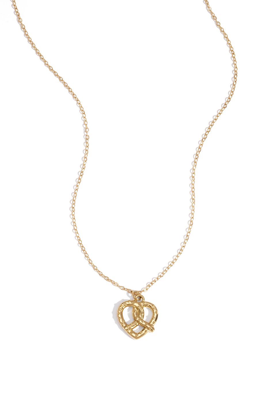 Pretzel heart ketting goud