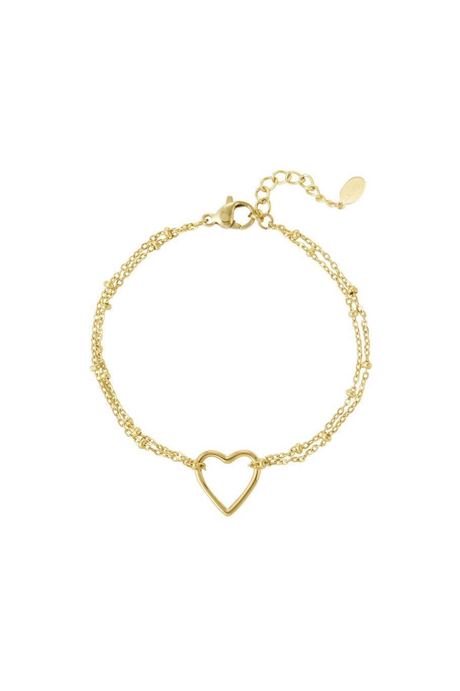 Heart armband goud