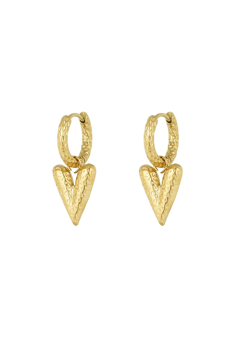 Power heart oorbellen goud