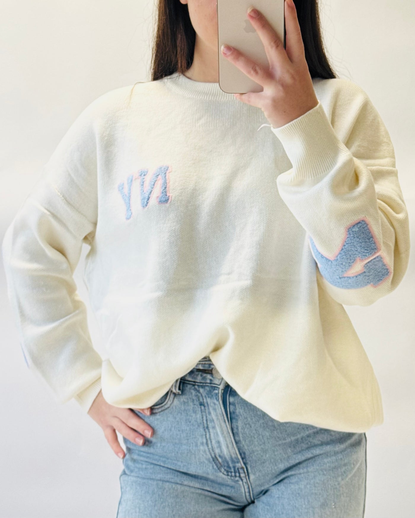 New york trui wit blauw