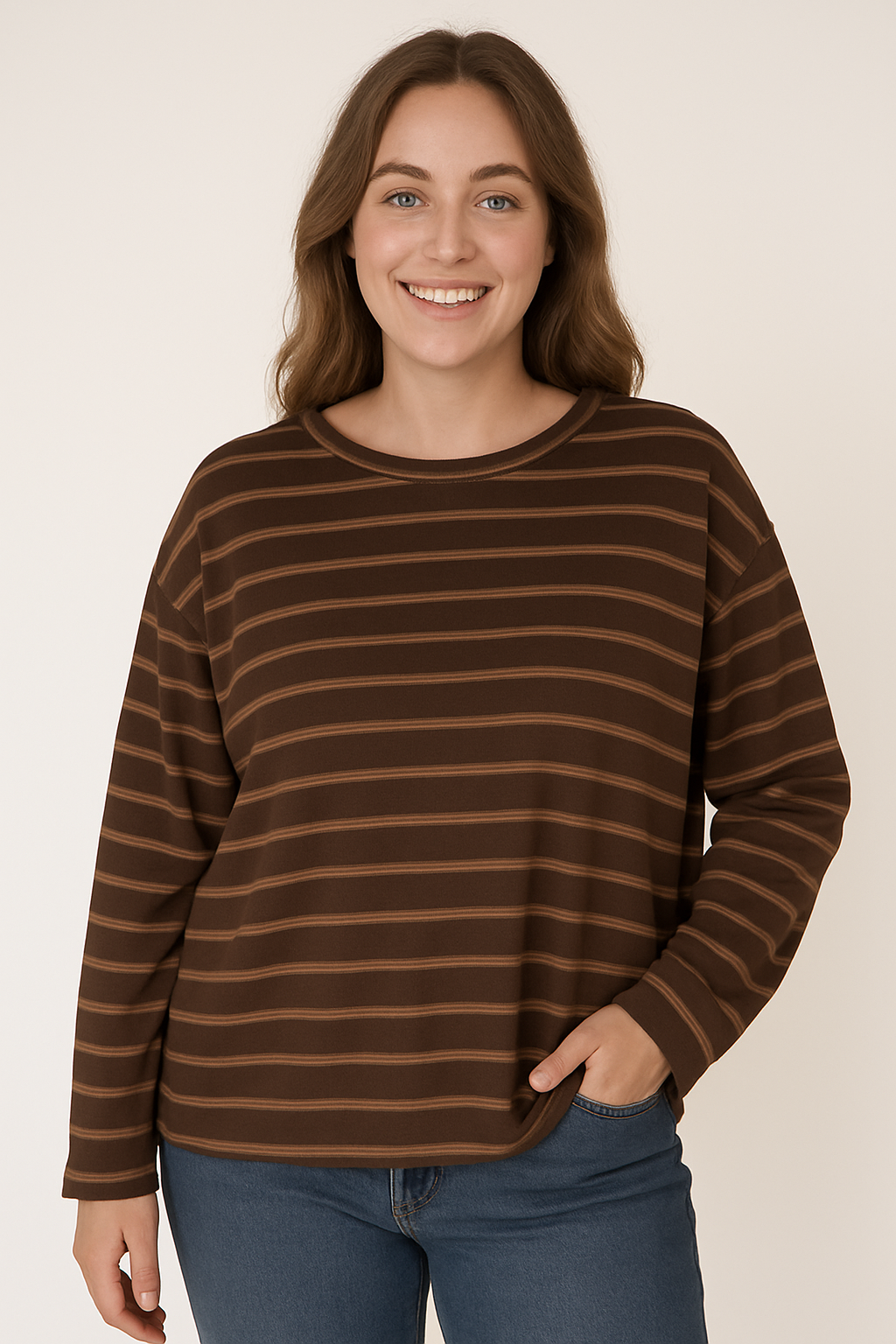 Strepen shirt bruin