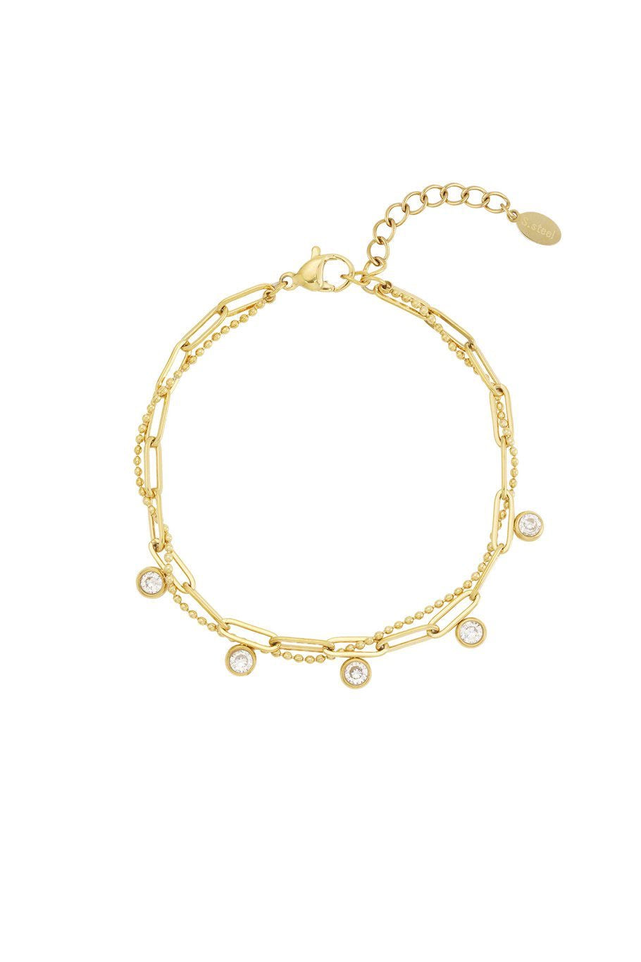 Double diamand armband goud