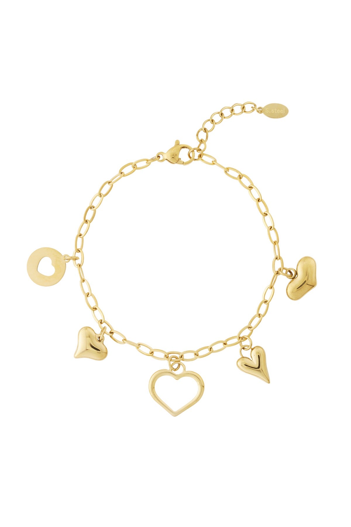 Big bedel heart armband goud