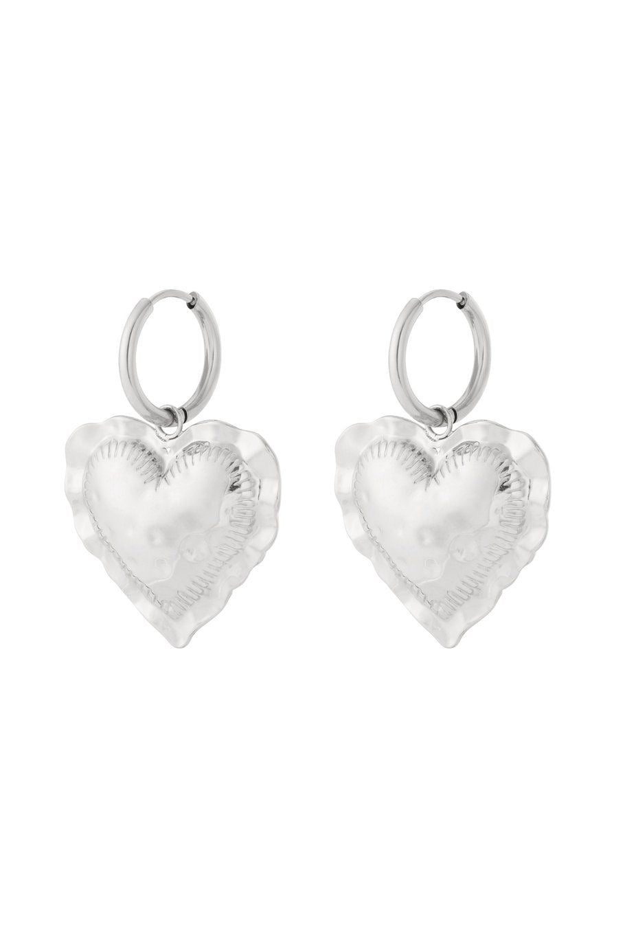 Heart oorbellen zilver