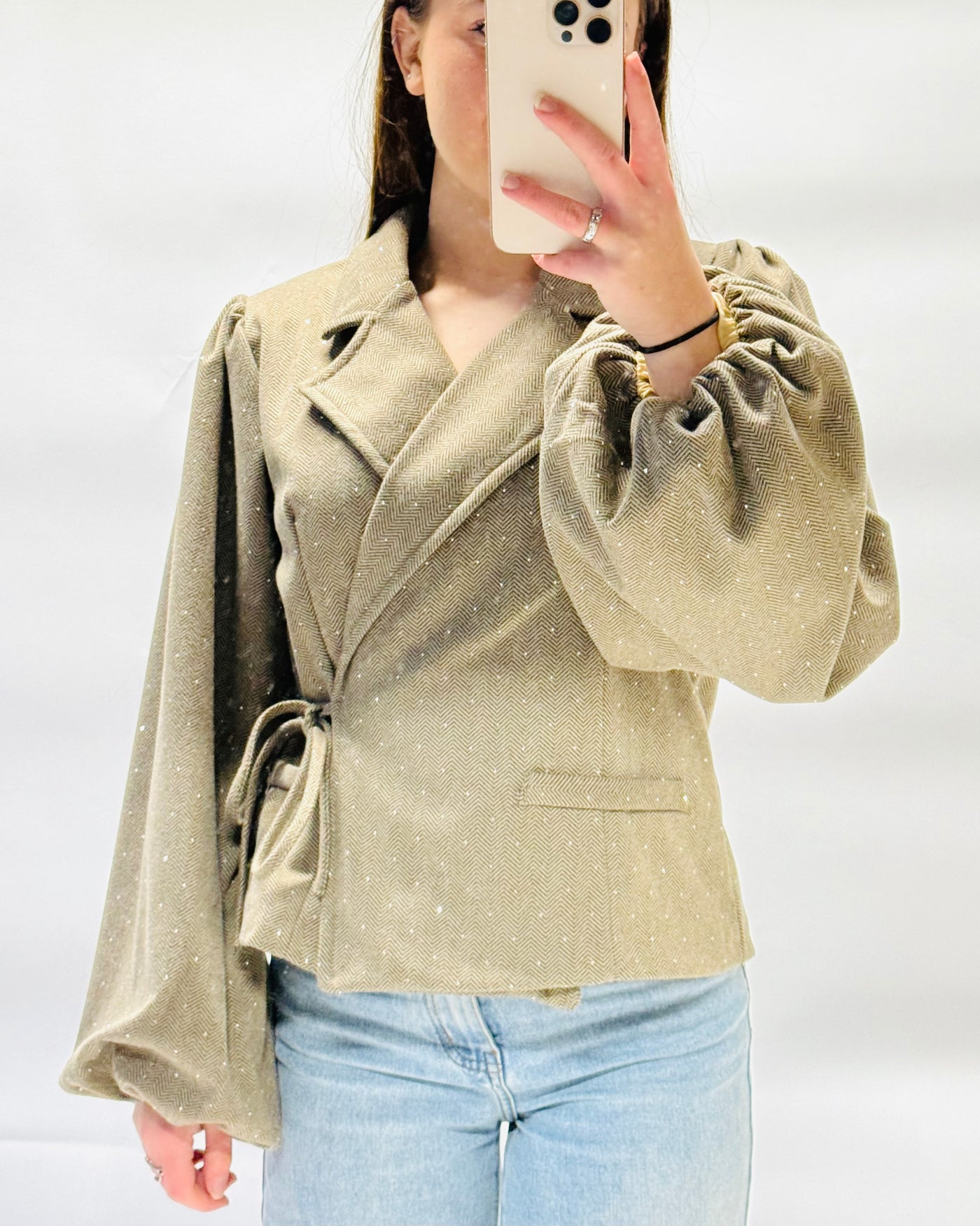 Wikkel blazer licht bruin glitter