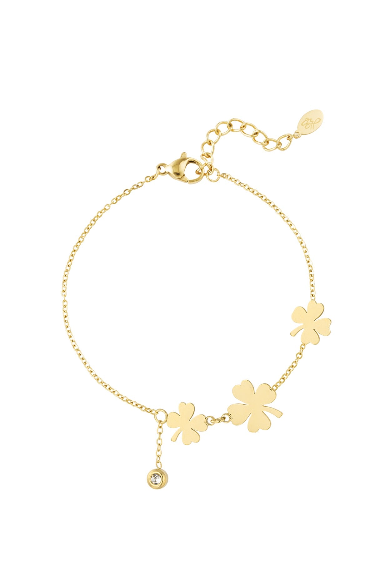 Triple klaver heart armband goud