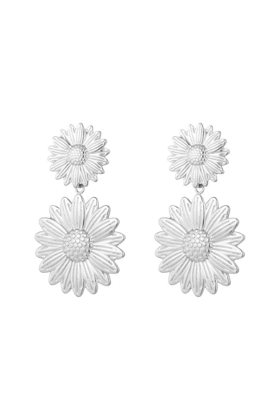 Double bloom oorbellen zilver