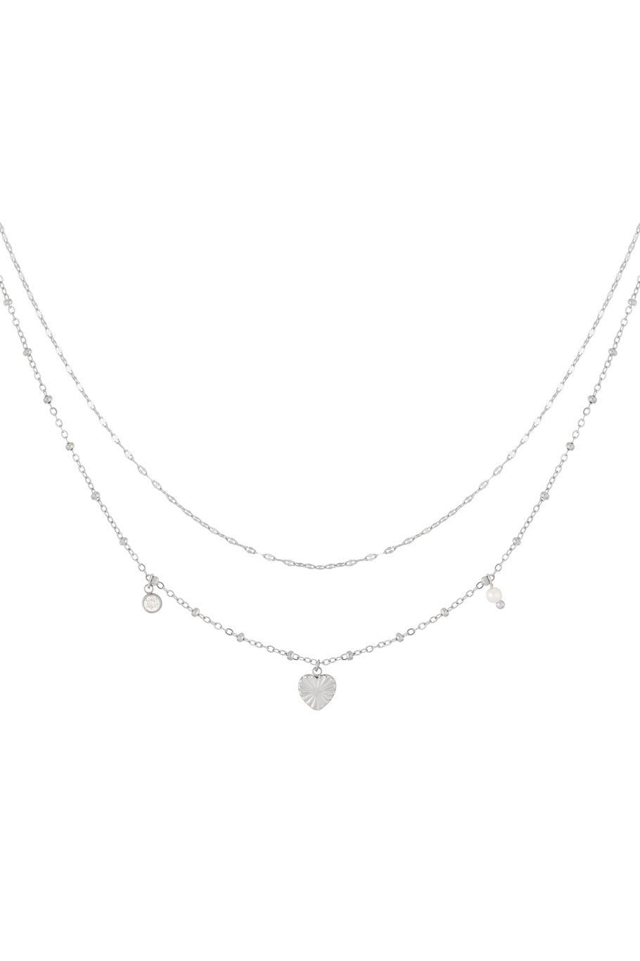 Double heart ketting zilver