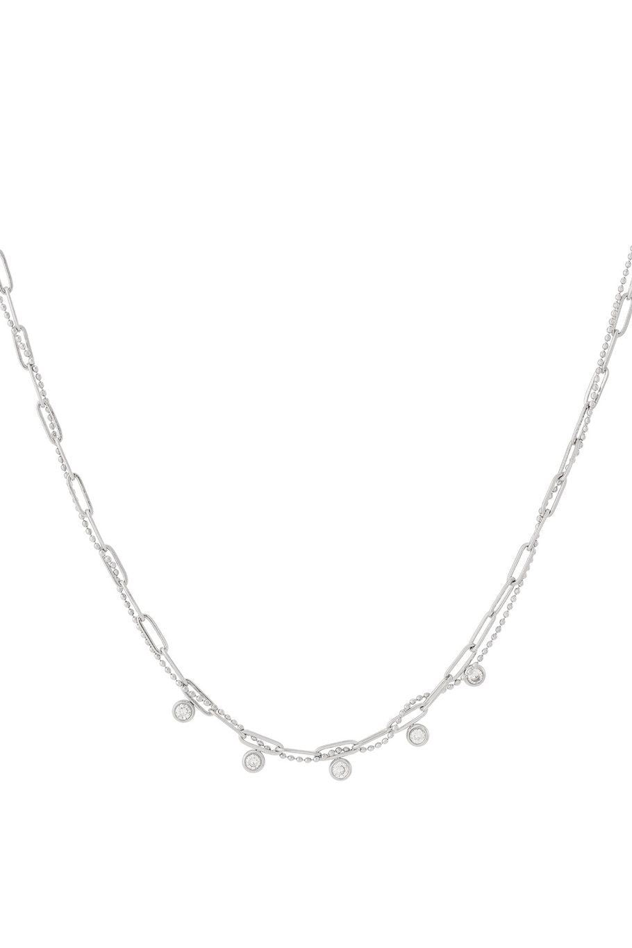 Double diamand ketting zilver