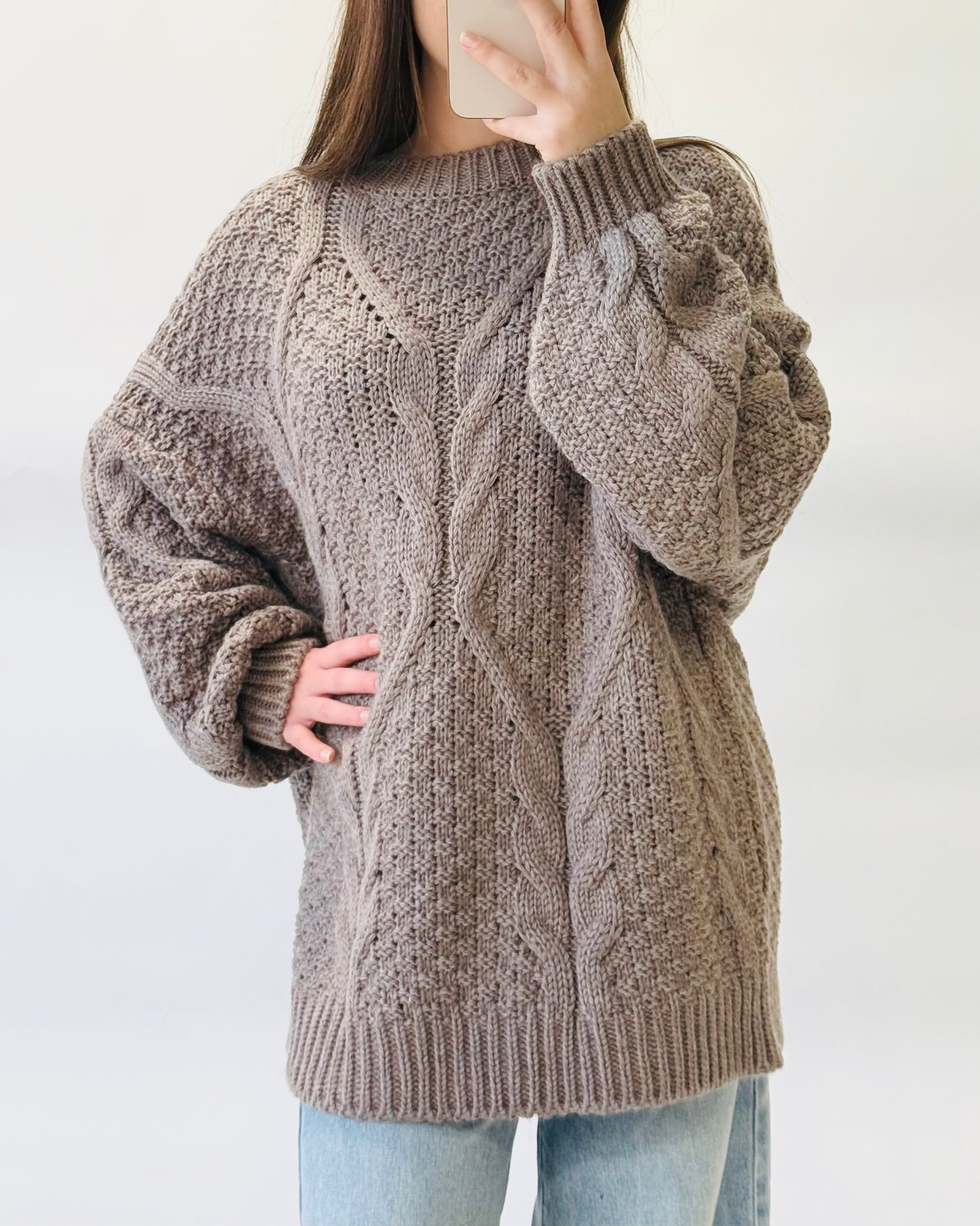 Cable trui bruin