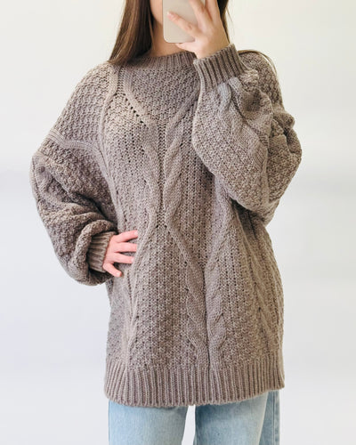 Cable trui bruin