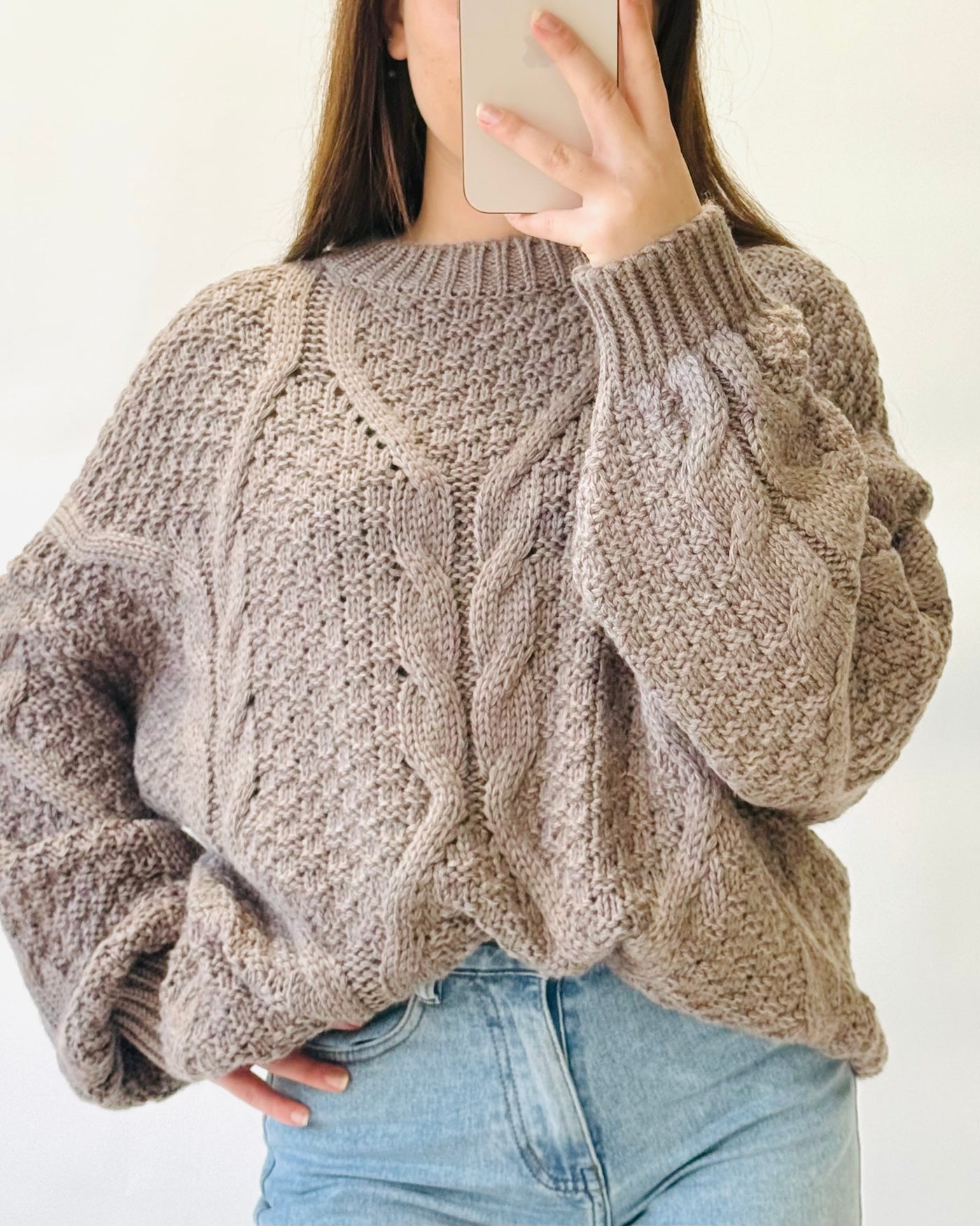 Cable trui bruin