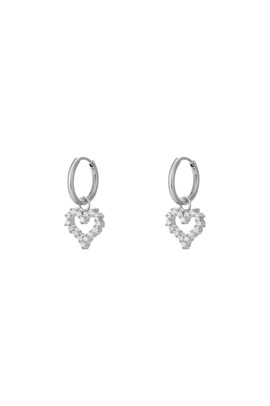 Full diamand heart oorbellen zilver