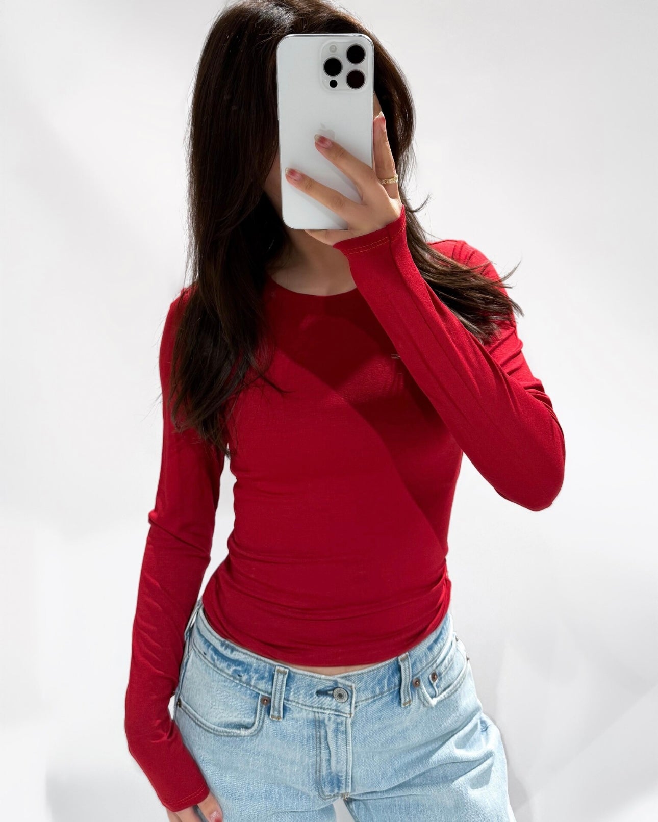 Juna top lange mouw rood
